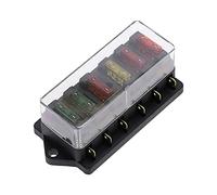 Cablaggio di protezione Circuito fusibile Coperchio scatola portafusibili standard a 6 vie Portafusibile automatico DC 12V / 24V con 6 pezzi 3A-30A. Fusibili for fusibile CA automatico