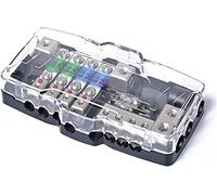 Cablaggio di protezione Mini portafusibili 2 in 4 Out Blocco di distribuzione dell'alimentazione Scatola dei fusibili multifunzionale con LED Blocco fusibili a 4 vie for Car Audio Stereo