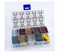 Cablaggio di protezione PMFC 100 pezzi fusibili for auto medi 2A 3A 5A 7.5A 10A 15A 20A 25A 30A 40A + amplificatore clip con scatola assortimento fusibile lama automatico SUV