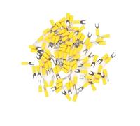Cablaggio Forcella anello di crimpatura, 50 terminali a forcella isolati in ottone SV5.5 22-10AWG (0,5-6 mm2) gialli, diverse dimensioni(SV5.5-4)
