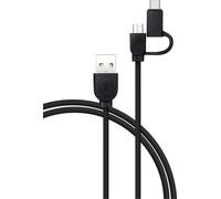 Câble 2 en 1 USB A/micro USB & USB C 1,2m Noir Bigben