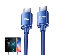 Câble Données 120W PD - Charge Rapide Double Type C | Splitter 2 En 1 USB C Pour Appareils Multiples | 100cm Tressé, Protection Surtension, Pour Téléphone Portable Ordinateur Portable Tablette