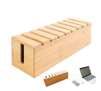 Cable Management Box, Cord Storage Organization, Natural Material Extension Hider, Wires Storage Box, Desk Floor Tidy Solution, Wire Organizer for Home, 39.3x12.5x13.8cm