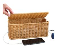 Cable Management Box - Decorative Charging Basket, Wire Concealment Storage Container, Ventilated Handcrafted Design, Easy Access Organizer | Entertainment Center Organization, Tidying
