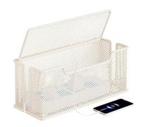 Cable Management Box, Wire Concealer Case, 15 Inches Cord Organizer with Ventilation Slots, ABS Storage Container, Desktop Organizer with Safety Cover, Home Accessories for Living Room Bedroom