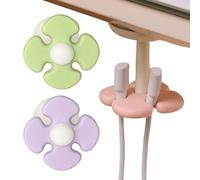 Cable Management Clips - 2.76 Inch 3 Pack Flower Shaped Desktop Cables Organizer | Silicone Cables Organizer Storage Hub | Self Adhesive Cable Winder for Data Cords. Tpe Pp,15g.