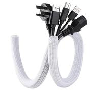 Cable Management, Nascondi Cavi da 200cm Per 7 Cavi di Piccolo Diametro, Canaletta per Cavi Elettrici Casa, Ufficio(White)