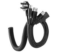 Cable Management, Nascondi Cavi da 200cm Per 7 Cavi di Piccolo Diametro, Canaletta per Cavi Elettrici Casa, Ufficio(Black)