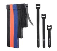 Cable Matters 100-Pack 10,15,20cm Fascette riutilizzabili/Cravatte riutilizzabili con resistenza alla trazione di 19 KG - Fascette multicolore nere, blu e arancioni, fascette a gancio e ad anello