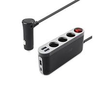 Cable Matters Adattatore di alimentazione per auto a 3 prese con 3 porte USB di ricarica, 1 porta di ricarica USB-C e display a LED
