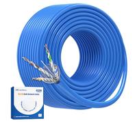 Cable Matters Cavo schermato Cat 6A, 10 Gbps, 23 AWG, 91,4 m, blu | In-Wall CM Rated, S/FTP, rame nudo solido, per jack Keystone e pannelli patch, cavo Ethernet Bulk Cat6A