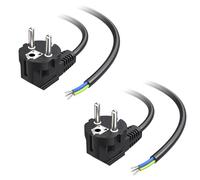 Cable Matters Conf. da 2 cavi Schuko angolati, 2 m, Neri | Cavo a 3 conduttori 16 A/250 V con spina Schuko a 90°, VDE/CE, Per elettrodomestici e utensili elettrici