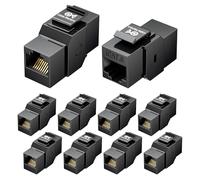 Cable Matters Confezione da 10 accoppiatori Keystone Cat6 da 10 Gbps, accoppiatore Keystone RJ45 Keystone/jack Ethernet femmina a femmina Keystone Jack in nero per pannello patch, piastra a parete