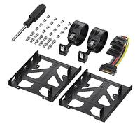 Cable Matters Confezione da 2 adattatori per disco fisso SSD da 2,5 a 3,5 (adattatore SSD 2.5 to 3.5) Kit all-in-one nero - Il kit include staffa, viti, cavi e cacciavite