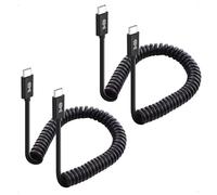 Cable Matters Confezione da 2 cavi a spirale da USB C a USB C, fino a 60 W, trasferimento dati 480 Mbps, compatibile con Apple CarPlay, Android Auto, cavo di ricarica USBC per iPhone 16/15, Galaxy S24