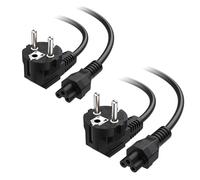 Cable Matters, confezione da 2 cavi di alimentazione a 3 poli - 1 m, spina angolata tipo F (CEE 7/7) su cavo IEC C5, spina a trifoglio o Mickey Mouse per alimentatori per laptop, proiettori, TV, nero