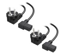 Cable Matters, confezione da 2 cavi di alimentazione a 3 poli - 2 m, cavo per apparecchiature fredde angolato, tipo F (CEE 7/7) su cavo IEC C13 per computer desktop, HDTV, monitor, e altro, nero