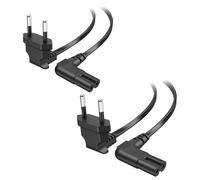 Cable Matters Confezione da 2 cavi di alimentazione angolati a 2 poli - 1 m, spina angolata a 90° tipo C (CEE 7/16) su cavo C7, cavo di alimentazione Euro per TV, PS5, PS4, Xbox, radio, nero