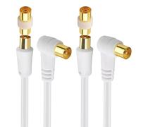 Cable Matters Confezione da 2 Cavo Antenna TV 5m - Maschio Maschio Ad Angolo Retto in Bianco