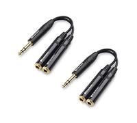 Cable Matters Confezione da 2 Cavo splitter da 6,35 mm TRS maschio a 2X TRS femmina da 6,35 mm (cavo splitter per cuffie da 6,35 mm) in nero - 20 cm