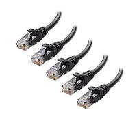 Cable Matters Confezione da 5 cavi Ethernet Cat6 corti da 10 Gbps, antigroviglio, 0,3 m (cavo Cat6, cavo Cat 6) in nero, 0,3 metri