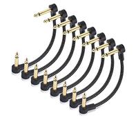 Cable Matters Confezione da 8 Cavi patch per chitarra da 15 cm con guaina intrecciata per chitarra (cavi patch per effetti per chitarra) con connettori placcati in oro, colore nero