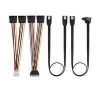 Cable Matters Kit cavo dati SATA III e cavo di alimentazione SATA con connettore dritto e SATA3 a 90 gradi, adattatore splitter di alimentazione e adattatore Molex in nero