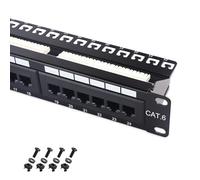Cable Matters - Pannello patch di rete 1U a 24 porte per montaggio a rack o a parete, con barra di supporto, patch panel Cat6 da 19" per Gigabit Ethernet, 110 o Krone Impact Tools
