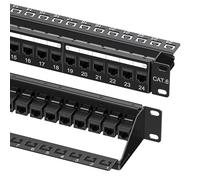 Cable Matters Pannello patch Ethernet Cat6 1U da 48,9 cm a 24 porte 10 Gbps con Keystone in linea e barra di gestione dei cavi, pannello patch di rete per montaggio a rack o a parete / Patch Panel