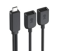 Cable Matters Splitter USB-C maschio a doppio USB-A femmina 1 in 2 out - 0,3 m, hub splitter USB-C a USB con trasferimento dati a 480 Mbps, supporto di ricarica BC 1.2