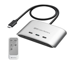 Cable Matters Switch USB C da 20 Gbps, 3 ingressi e 1 uscita, supporta fino a 8K@30Hz su Windows, 4K@60Hz su macOS, 140W PD, per condividere un monitor o dock USB-C/Thunderbolt 4&5