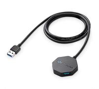 Cable Matters Ultra Mini Hub USB a 4 porte con cavo di prolunga lungo 1,2 m, hub USB 3.0 con porte multiple per velocità di trasferimento dati fino a 5 Gbps, nero