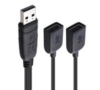 Cable Matters USB 2.0 A Maschio-Femmina Splitter USB 1 in 2 out - 0,3 m, Hub splitter USB a Y con trasferimento dati a 480 Mbps, supporto di ricarica BC 1.2, splitter di alimentazione USB