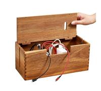 Cable Organizer Box - Cable Holder Wooden Hiding Container - Cord Storage Box | For Home Office Dorm Room Hotel Farmhouse School Living Room Bedroom Study