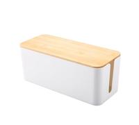 Cable Organizer Scatola Cavi Contenitore Passacavi Nascondi Cavi in HIPS con Coperchio in Bambù Protegge Bambini E, Bianco Con Coperchio In Bambù, size to 14