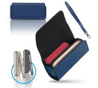 CABLE TECHNOLOGIES Custodia in Eco-Pelle di Alta Qualità compatibile con IQOS ILUMA, Astuccio in Tela e Pelle PU, Organizer, Cover/Borsello Sigaretta Elettronica, Accessori (Blue)