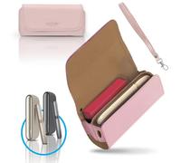 CABLE TECHNOLOGIES Custodia in Eco-Pelle di Alta Qualità compatibile con IQOS ILUMA, Astuccio in Tela e Pelle PU, Organizer, Cover/Borsello Sigaretta Elettronica, Accessori (Pink)
