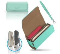 CABLE TECHNOLOGIES Custodia in Eco-Pelle di Alta Qualità compatibile con IQOS ILUMA, Astuccio in Tela e Pelle PU, Organizer, Cover/Borsello Sigaretta Elettronica, Accessori (Green)