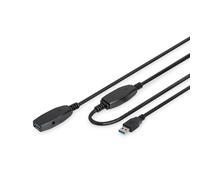 Câble USB Digitus USB 3.2 Gen1 (USB 3.0) USB-A maschio, USB-A femmina 20.00 m nero schermato, schermatura doppia DA-73107