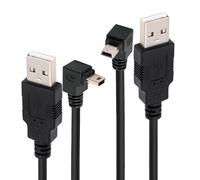 cablecc 2 pezzi/set mini USB B a 5 pin, angolo verso il basso e verso l'alto, 90 gradi su USB 2.0, cavo di alimentazione e dati, 50 cm