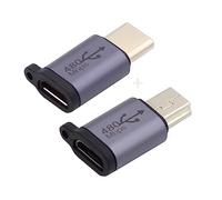 cablecc 2 pz/lotto 480Mbps USB2.0 Micro a Mini USB Tipo-C USB-C femmina a maschio adattatore di alimentazione dati design reversibile con fori catena