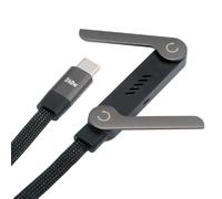 Cablecc 240W Cavo di Ricarica USB-C Tipo-C Pieghevole a Ricarica Rapida con Supporto Telefono Integrato Doppio Supporto Resistente Staffa di Ricarica Maschio a Maschio 150cm