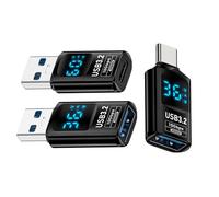 Cablecc 3 pz/lotto 10Gbps USB-C Monitoraggio Display Intelligente Display A LED Tipo-C USB-C a USB3.2 Tipo A Adattatore Dati Tensione Corrente Ricarica Veloce Tester Detector