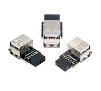 cablecc 3 pz/set scheda madre 9 pin/10 pin pannello frontale header femmina a doppio adattatore USB 2.0 femmina verticale angolato di 90 gradi