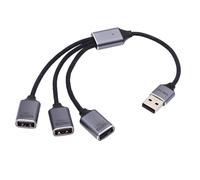 cablecc Adattatore hub USB-A maschio a 3 porte USB 2.0 femmina alimentato tramite bus per collegare laptop e desktop, mouse, tastiera e unità flash.