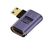 cablecc Angolo sinistro Mini HDMI Maschio a HDMI 2.1 Femmina UHD Estensione Oro Convertitore Adattatore Supporto 8K 60Hz HDTV