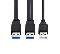 cablecc Cavo dati con doppio connettore da USB 3.0 Tipo A maschio a USB 3.0 Tipo A maschio con alimentazione extra, compatibile con unità disco SSD stampante scanner (60 cm)