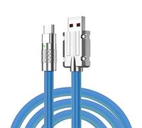 cablecc - Cavo dati da USB Type-A a USB Type-C, in silicone liquido, ultra morbido, potenza 120 W, USB 2.0, ricarica rapida, per laptop, tablet e telefono, 200 cm, blu