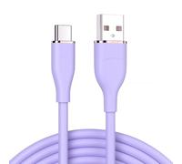 cablecc Cavo dati USB 2.0 da 480 bps a USB-C 15 W in silicone liquido ultra morbido USB-A tipo A ricarica rapida per laptop, tablet, telefono, viola, 1 m