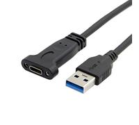 Cablecc - Cavo dati USB-C USB 3.1 tipo C femmina a USB 3.0 A maschio, 20 cm con foro per montaggio a pannello